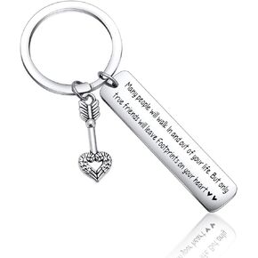 Best Friend Keychain Only True Friends Will Leave Footprints on Your Heart Bff Coworkers Jewelry Gift