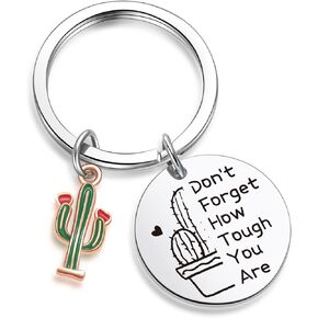 ZNOSVEI Tough Keychain Inspirational Keychain Cactus Birthday Keychain Graduation Jewelry For Daughter Son Teen