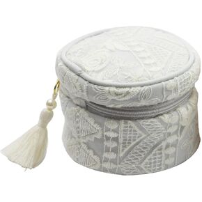 Camelia Women's High End Round Lace Jewelry Case Jewelry Travel Organizer Bag Jewelry Purse Pouch (Light Blue)