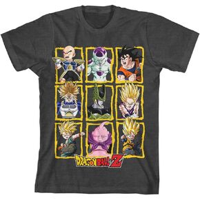 Dragon Ball Z Boxed Characters Boy's Charcoal Heather T-Shirt