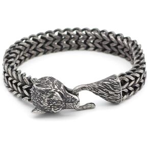 GuoShuang سوار الذئب نوردي للرجال من الفولاذ المقاوم للصدأ سوار الذئب التعويذة in Kuwait