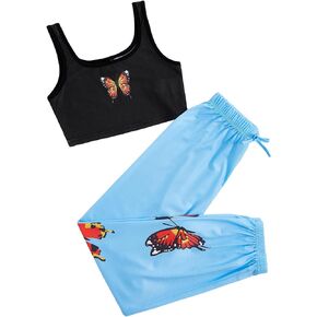 SOLY HUX Girl's 2 Piece Outfits Letter Crop Top and Pant Sets Cute Clothes Fashion 2023