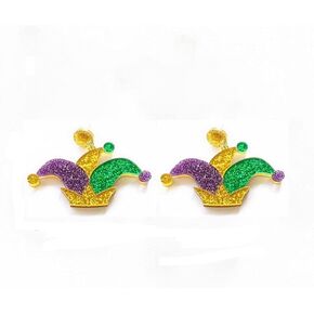 Colorful Mardi Gras Feather Mask Hat Shape Dangle Earrings Dainty Carnival Resin Acrylic Earrings for Women Girls Jewelry