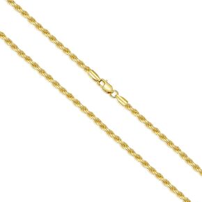 CEKAMA Authentic 925 Sterling Silver Rope Chain Plated with Yellow Gold for Men & Women Diamond-Cut Braided Twist Link Chain Strong and Aafe, 1.0MM - 3MM, 16-26" Exquisite Jewelry Gifts