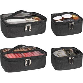 ريفيل شنط مكياج للسفر لفناني المكياج، 4 عبوات شفافة لتنظيم مستحضرات التجميل مع سحاب، شنطة ادوات الزينة معتمدة من ادارة امن المواصلات الامريكية للنساء والرجال، شنطة سفر صغيرة وكبيرة in Kuwait