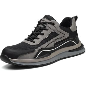 Mens Work Shoes Steel Toe Shoes for Men Comfortable Lightweight Work Sneakers Steel Toe Tennis Shoes Indestructible Safety Shoes Slip On Construction Working Shoes for Men