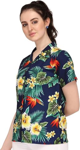 قميص هاواي للسيدات من ALVISH، بلوزة علوية على شكل زهرة الكركديه ألوها للشاطئ، كاجوال للسباحة للسيدات in Kuwait