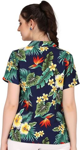 قميص هاواي للسيدات من ALVISH، بلوزة علوية على شكل زهرة الكركديه ألوها للشاطئ، كاجوال للسباحة للسيدات in Kuwait