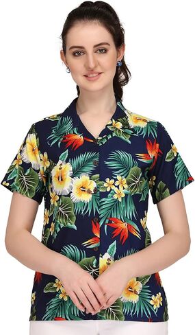 قميص هاواي للسيدات من ALVISH، بلوزة علوية على شكل زهرة الكركديه ألوها للشاطئ، كاجوال للسباحة للسيدات in Kuwait