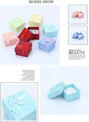 Qpower 16 قطعة هدايا صغيرة مربعة الشكل دائرية ومربعة صناديق هدايا صغيرة لخاتم أقراط مجوهرات in Kuwait