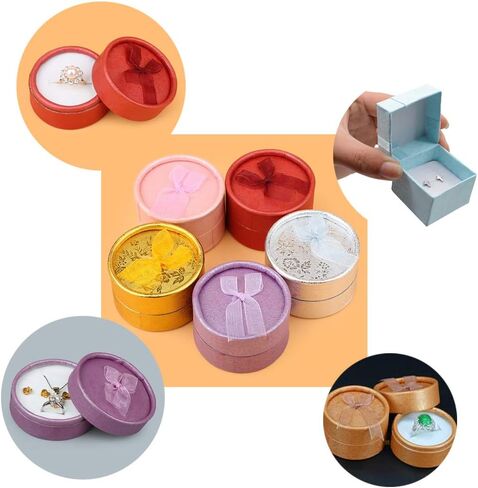 Qpower 16 قطعة هدايا صغيرة مربعة الشكل دائرية ومربعة صناديق هدايا صغيرة لخاتم أقراط مجوهرات in Kuwait