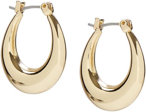 Lucky Brand Gold Tone Oval Hoop Earring, Silver, One Size in Saudi Arabia