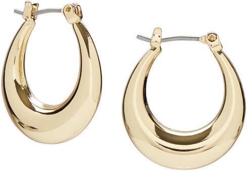 Lucky Brand Gold Tone Oval Hoop Earring, Silver, One Size in Saudi Arabia