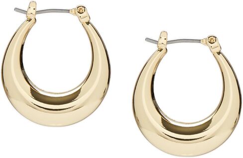 Lucky Brand Gold Tone Oval Hoop Earring, Silver, One Size in Saudi Arabia