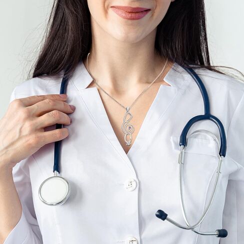 Ring Holder Necklace for Nurse - 925 Sterling Silver Stethoscope Necklaces Bcirthstone Medical Jewelry for Doctor Nurse RN Medical Student Graduation Gifts for Women in Kuwait