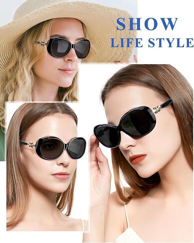 LVIOE نظارة شمسية مستقطبة بيضاوية كلاسيكية للنساء من الأشعة فوق البنفسجية 400 حماية أربع أوراق البرسيم ظلال القيادة LS331 in Kuwait