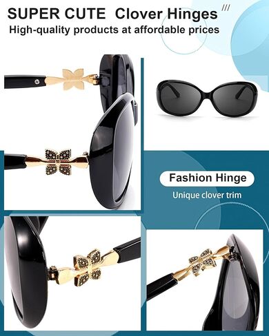 LVIOE نظارة شمسية مستقطبة بيضاوية كلاسيكية للنساء من الأشعة فوق البنفسجية 400 حماية أربع أوراق البرسيم ظلال القيادة LS331 in Kuwait