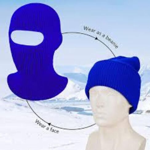Balaclava Ski Mask One-Hole for Men and Women, Windproof Face Mask for Outdoor Sports, Blue in Kuwait