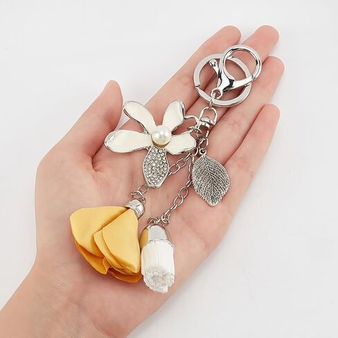 FREEBLOSS 4Pcs Flower Rhinestone Keychains 4 Colors Purse Charms for Handbags Tassel Style Flower Car Key Charm for Women Car Key Daily 16CM, Blue, M in Saudi Arabia