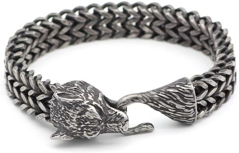 GuoShuang سوار الذئب نوردي للرجال من الفولاذ المقاوم للصدأ سوار الذئب التعويذة in Kuwait