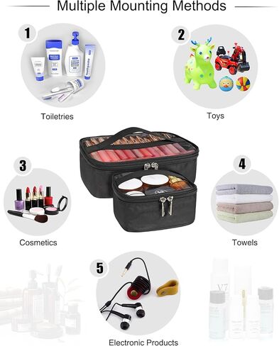 ريفيل شنط مكياج للسفر لفناني المكياج، 4 عبوات شفافة لتنظيم مستحضرات التجميل مع سحاب، شنطة ادوات الزينة معتمدة من ادارة امن المواصلات الامريكية للنساء والرجال، شنطة سفر صغيرة وكبيرة in Kuwait
