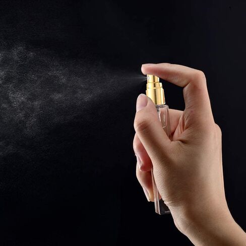 Elfenstall - زجاج سميك 5 قطع 10 مل 1/3 أونصة زجاجة رذاذ ذهبية قابلة لإعادة التعبئة عطر مرطب عطر رذاذ ناعم حاوية مستحضرات التجميل أنبوب دائري أداة مكياج للحفلات عينة هدية للسفر in Saudi Arabia