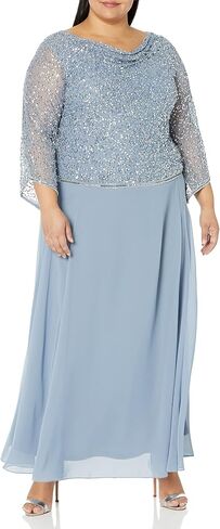 J Kara Women's Plus Size Long Beaded Dress with Cowl Neck in Saudi Arabia