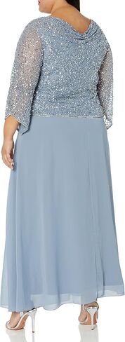 J Kara Women's Plus Size Long Beaded Dress with Cowl Neck in Saudi Arabia