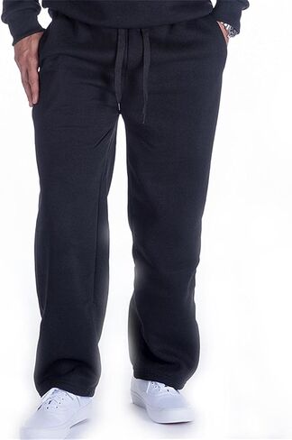 LI HANTON Men's Sweatpants Fleece Jogger Pants Athletic Workout Running Sports Sweatpants with Pockets Open Bottom(Black, US M) in Saudi Arabia