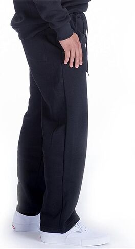 LI HANTON Men's Sweatpants Fleece Jogger Pants Athletic Workout Running Sports Sweatpants with Pockets Open Bottom(Black, US M) in Saudi Arabia