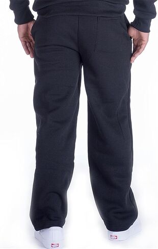 LI HANTON Men's Sweatpants Fleece Jogger Pants Athletic Workout Running Sports Sweatpants with Pockets Open Bottom(Black, US M) in Saudi Arabia