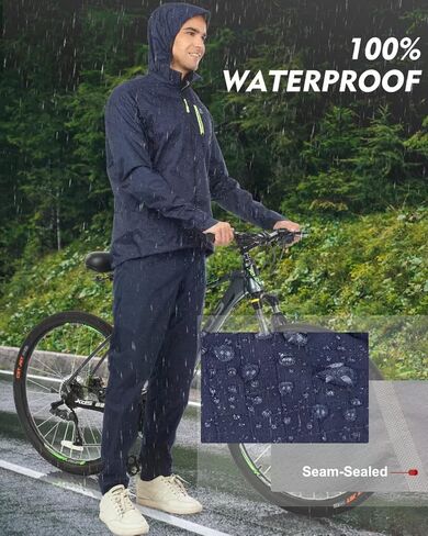 سروال مطر رجالي من ROTTO سروال للمشي لمسافات طويلة مضاد للماء وخفيف الوزن ومختوم وقابل للتعبئة لركوب الدراجات والصيد والتخييم in Kuwait