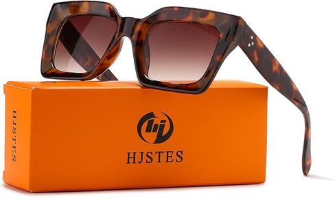 نظارات شمسية مربعة كلاسيكية من HJSTES للنساء والرجال بإطار مربع سميك قديم وظلال كبيرة للحماية من الأشعة فوق البنفسجية 400 in Kuwait