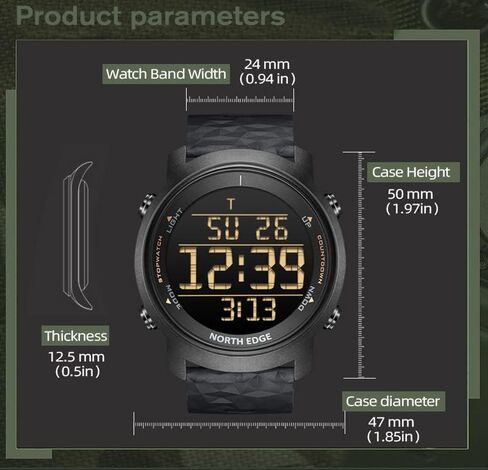 ساعة CakCity للرجال رياضية رقمية مقاومة للماء، بسيطة وكبيرة الحجم، من السيليكون، عسكرية مزدوجة التوقيت، ميترونوم in Kuwait