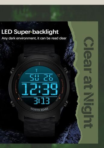 ساعة CakCity للرجال رياضية رقمية مقاومة للماء، بسيطة وكبيرة الحجم، من السيليكون، عسكرية مزدوجة التوقيت، ميترونوم in Kuwait