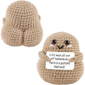 Positive Funny Potato Crochet Positive Big Butt Potato with Positivity Affirmation Card for Hilarious Encouragement Gag Gifts