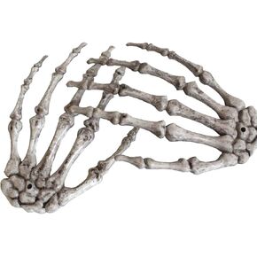 XONOR Halloween Skeleton Hands - Realistic Life Size Severed Plastic Grey Skeleton Hands for Halloween Props Decorations, 1Pair