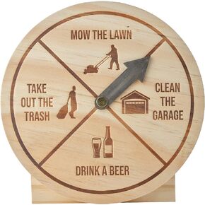 Gifts for Dad - Dad's Birthday, Funny Gag Gift - Drink A Beer - Your Husband or Dad Will Absolutely Love, Present from Daughter or Son - Chore Wheel - Wood Spinning Wheel