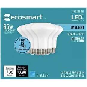 EcoSmart 65-Watt Equivalent BR30 Dimmable LED Light Bulb Daylight (6-Pack) in Saudi Arabia