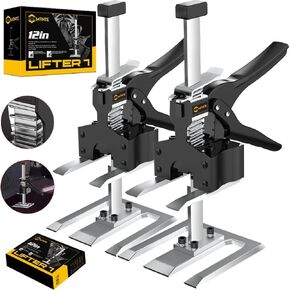Labor Saving Handle 12 In Lever Arm Lifter Drywall Lift for Wall Tile Locator, Multi-Function Height Adjustment Lifting Device,Door Panel.Cabinet Jack Board Lifter Weight 330lb, lift range 6.7in