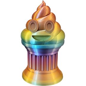 كأس تعبيري عن Poop - جائزة أو هدية مثالية - مصنوعة يدويًا مع تصنيع إضافي - بطول 15.24 سم - تتميز بوجود رمز تعبيري من الحرير الصلب بألوان قوس قزح على عمود عمود