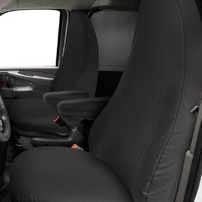 Seat Covers Compatible with 2010-2021 Chevy Express Front Bucket Seats with Opening for Grab Handle on Passenger Side Backrest, 600D Custom-Made Heavy Duty Seat Cover