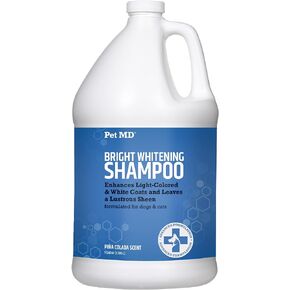 Pet MD Bright Whitening Shampoo for Dogs & Cats - Colloidal Oatmeal Moisturizes and Restores Dry Fur - Professional Dog Shampoo Gallon - Tearless Grooming Formula for Puppies & Kittens