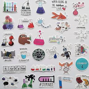 50Pcs Student Science Chemistry Stickers Physical and Chemical Change Experiments Decals for Water Bottles