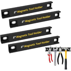8" Magnetic Tool Holder with Rubber Protection, 4 Pack Magnetic Strips Heavy Duty Tool Magnet Bar, Storage Organizer Magnetic Tool Holder Strip for Garage Shop Wall Workbench Screwdriver Wrench Pliers