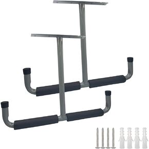 Black 16.5 Inch Garage Ceiling Storage Racks,Heavy Duty Overhead Garage Storage Rack for Bike,Pipe,Ladder,Wood(2Pack,Gray,Included Plastic Anchors and Fixing Screws)