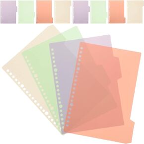 STOBOK 10 Sets Binder Divider Index Loose Leaf Refills Separator Page Divider Tab A5 Colored Notebook Replacement Refill Sheets for 20 Holes Binder Planner Journal Notepad