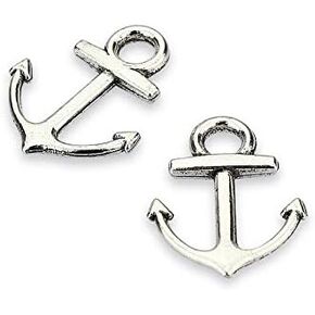 LolliBeads (TM Vintage Ocean Theme Anchor and Rudder Wheel Bracelet Connector and Charms for Jewelry Making DIY