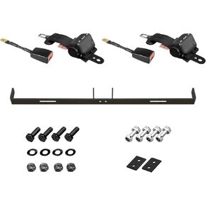 Golf Cart Seat Belts with Belt Bracket Kit 2 Passenger Retractable 47.64" Universal Seat Belts Compatible with EZGO TXT, Yamaha, Club Car DS Golf Cart Front/Back Seat