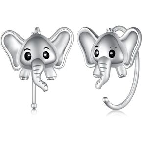 Elephant Earrings 925 Sterling Silver Elephant Hoop Earrings Cute Animal Earrings Jewelry Gifts for Women Girls Daughter